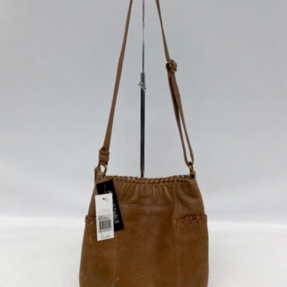 The Sak Women's Beige Leather Adjustable Strap Crossbody Shoulder Handbag Purse